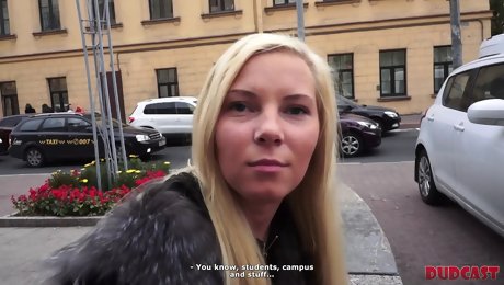 Long-haired blonde's pussy becomes the Russian agent's prey
