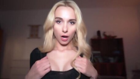 Blonde in sexy black belts Carla Cute penetrated in the doggy style